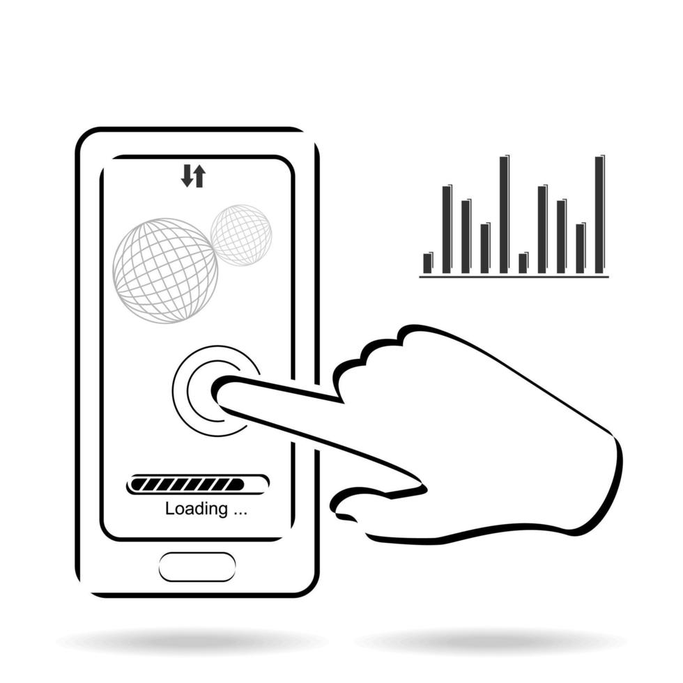 Hand touch screen smartphone icon. Click on the smartphone, vector illustration