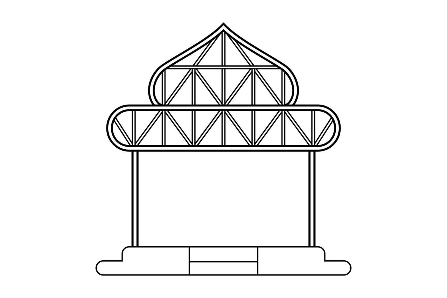 Abstract outline drawing, space frame structure of warehouse dome shape vector illustration