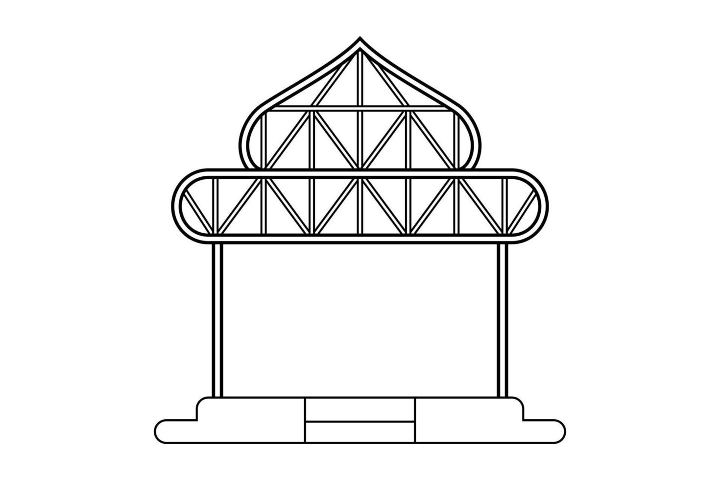 Abstract outline drawing, space frame structure of warehouse dome shape vector illustration