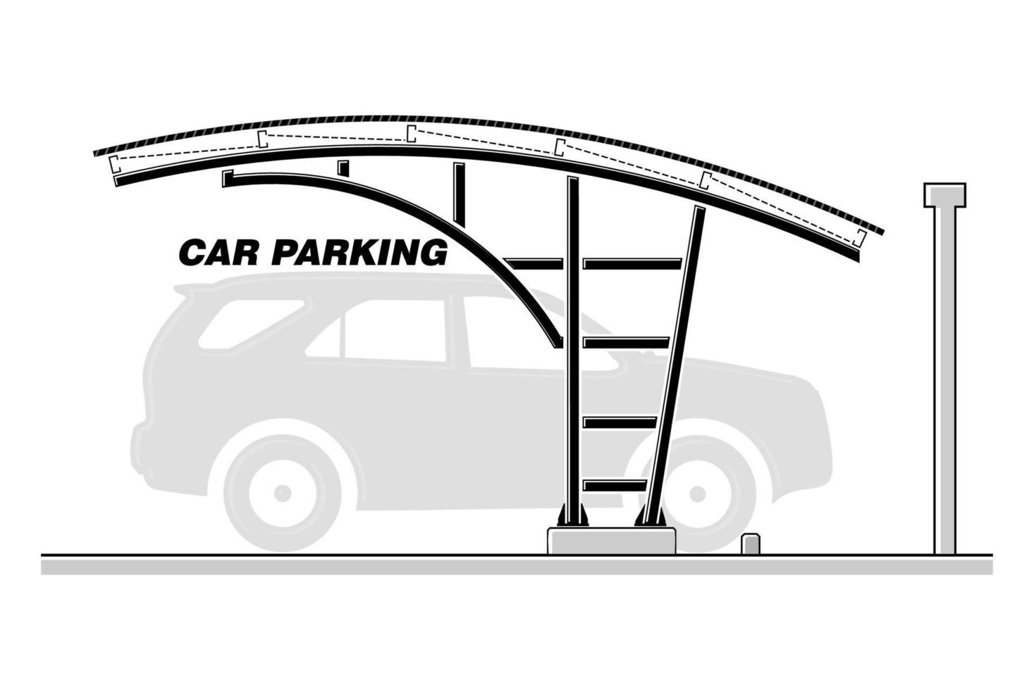 Side view of roof for car parking, vector illustration