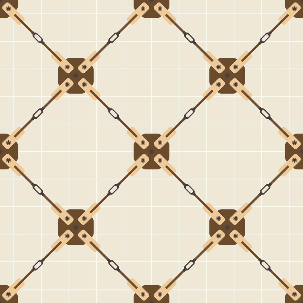 Seamless vector pattern with steel bracing rod with and bolts symmetrical background vector illustration