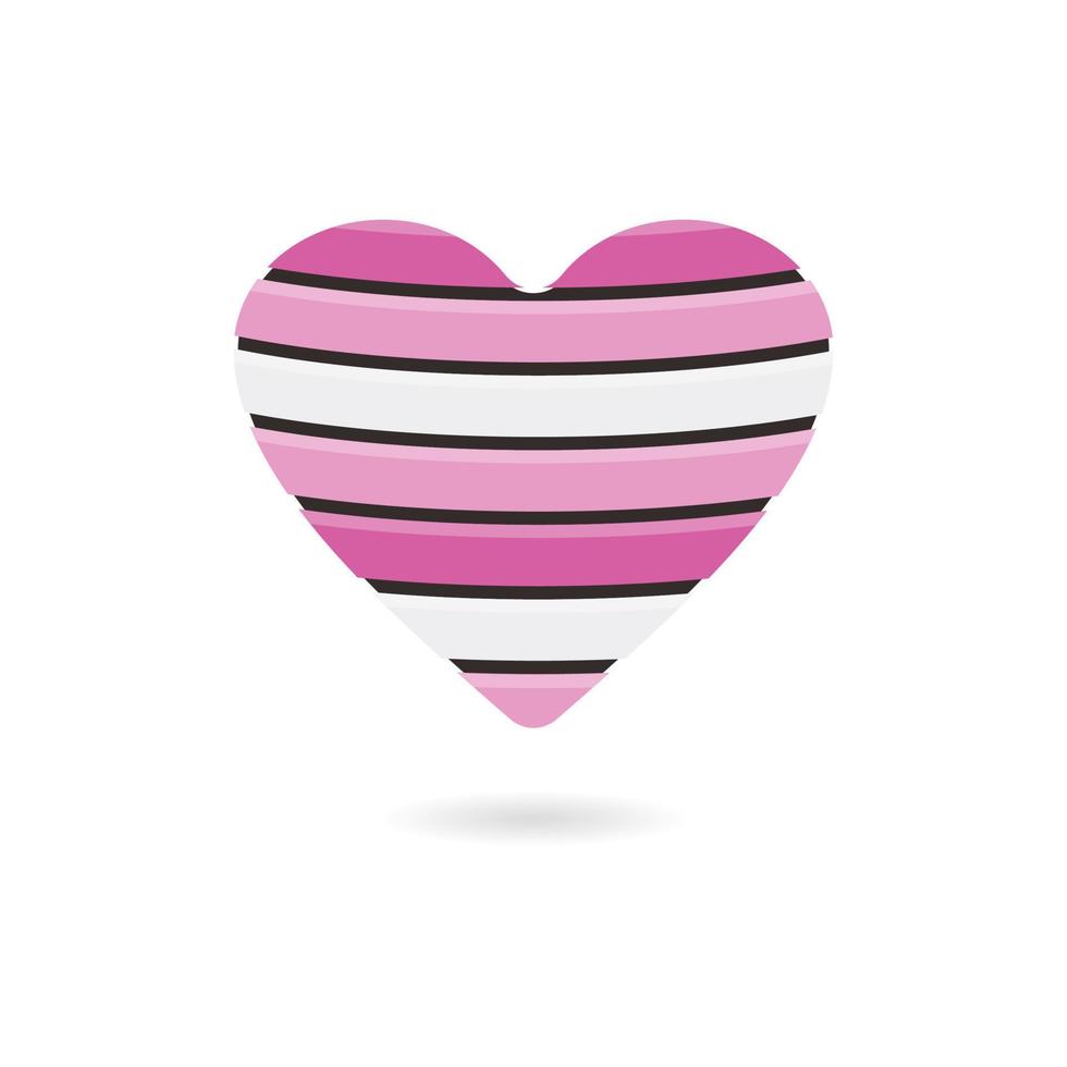 Wooden pink heart isolated on white background, vector illustration