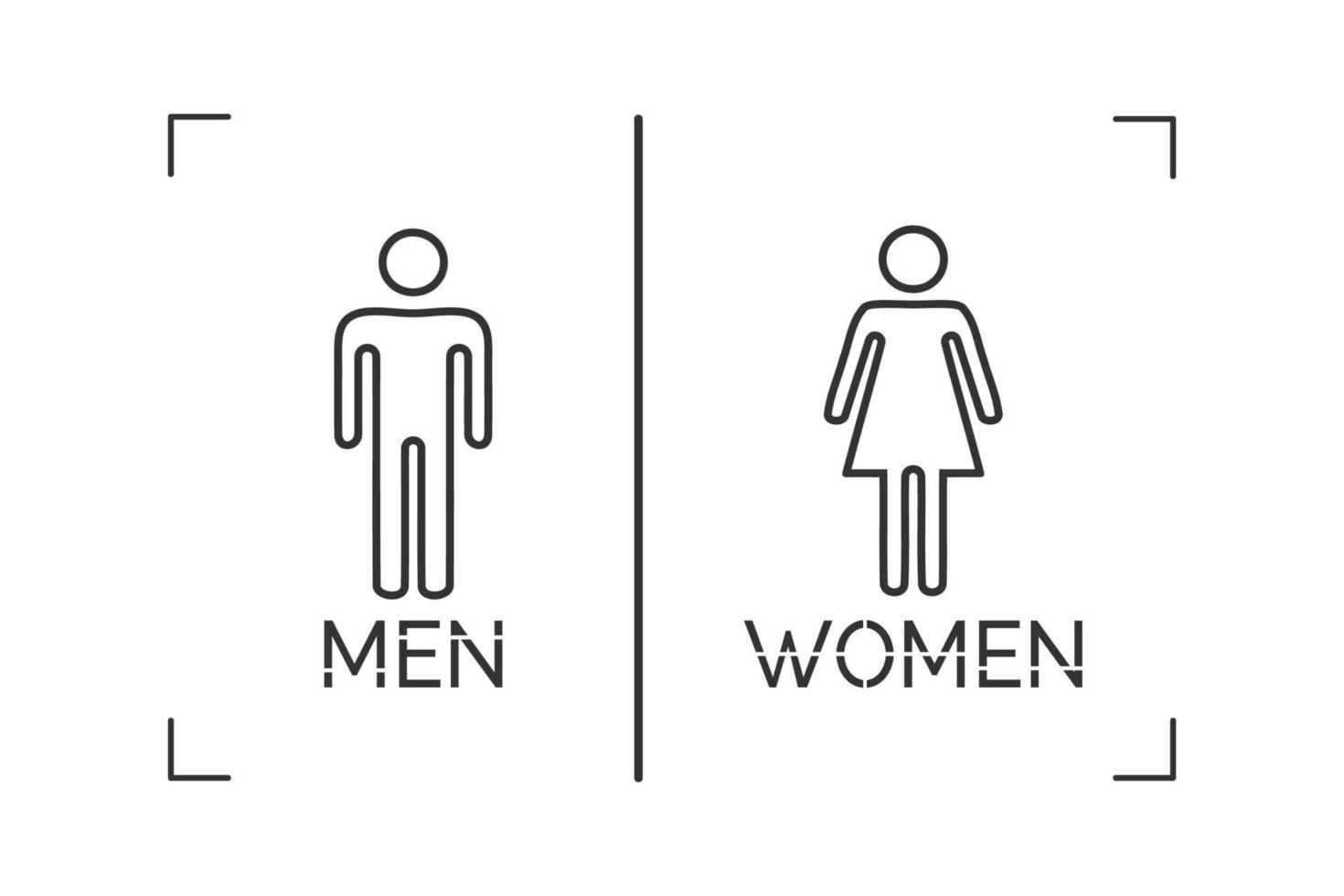 Wc signo con contorno negro de hombre y mujer símbolo aislado sobre fondo blanco, ilustración vectorial vector