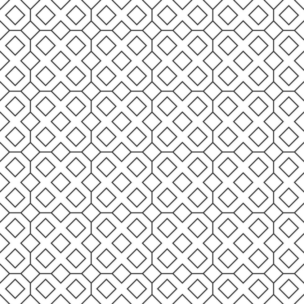 Abstract seamless diamond pattern, black and white outline of square. Design geometric texture for print. Linear style, vector illustration