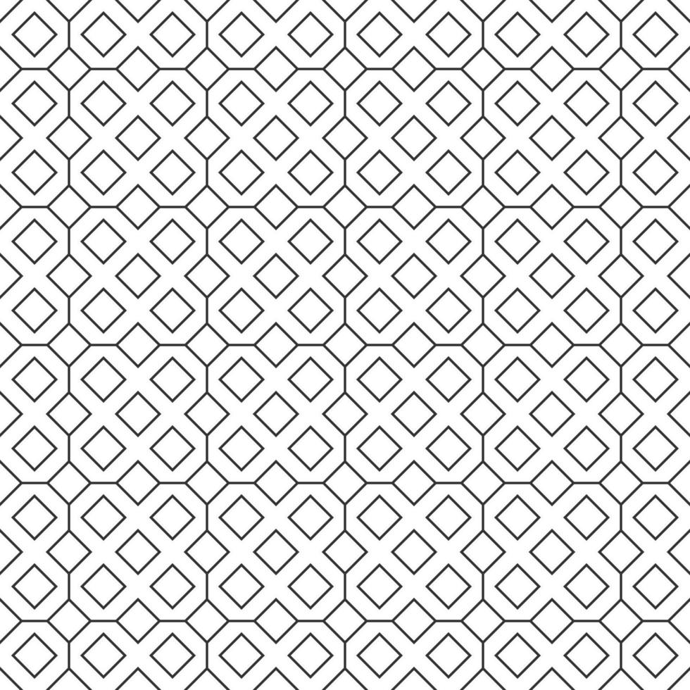 Abstract seamless diamond pattern, black and white outline of square. Design geometric texture for print. Linear style, vector illustration