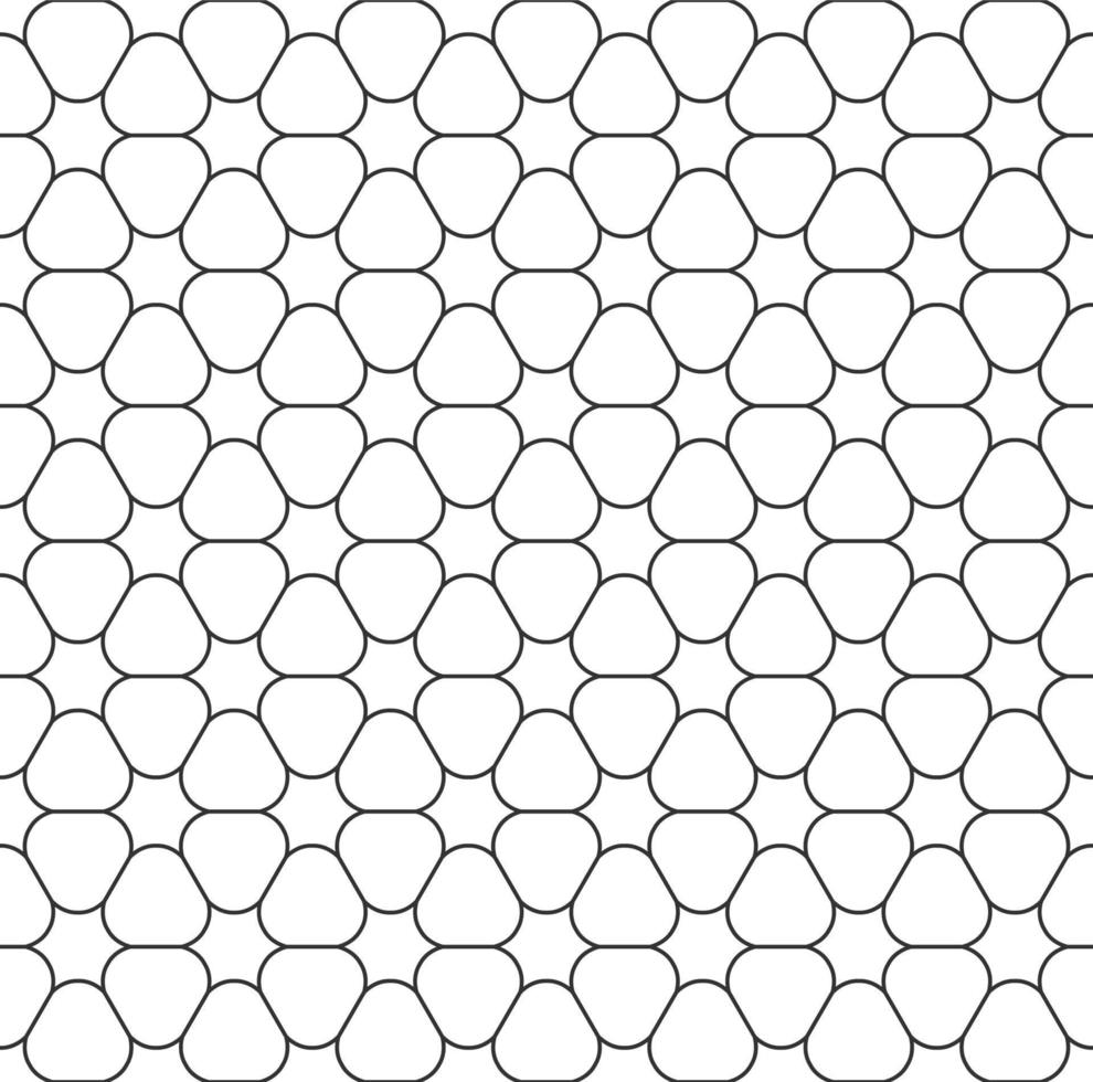 patrón abstracto de panal sin fisuras, contorno blanco y negro de hexágonos de diferentes tamaños. diseño de textura geométrica para impresión. estilo lineal, ilustración vectorial vector
