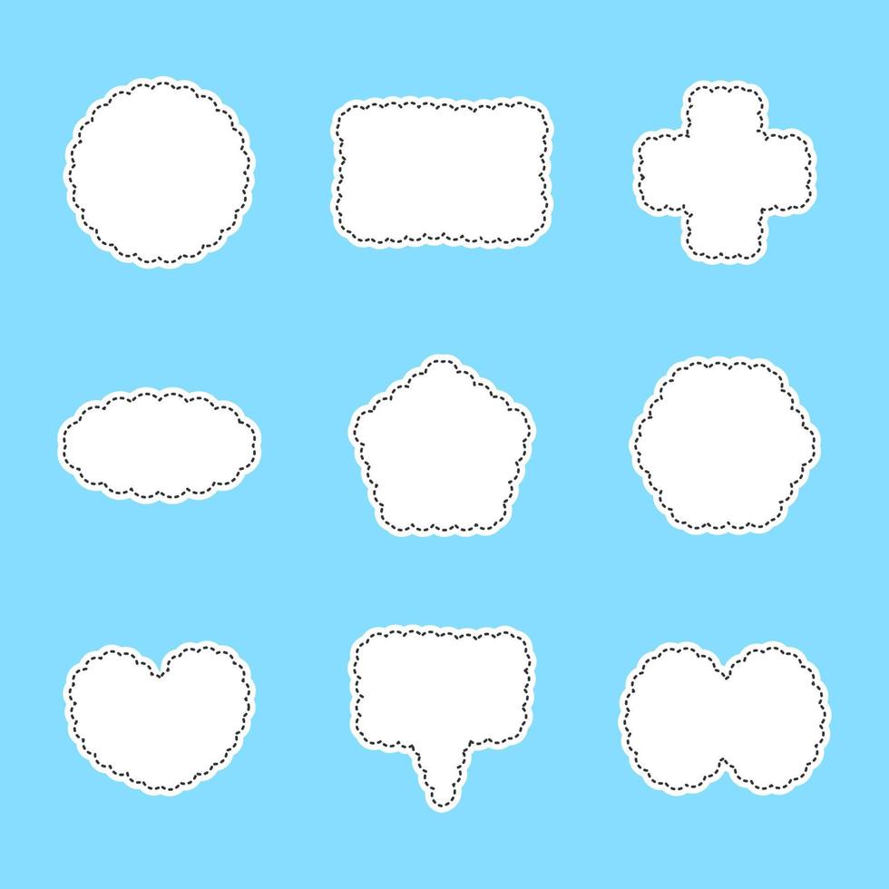 Abstract bubbles speech set isolated on blue background, vector illustration