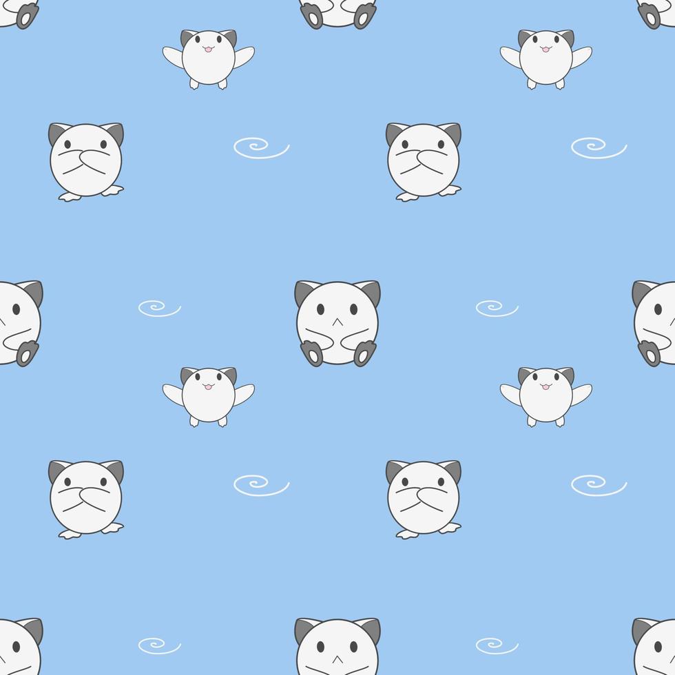 Seamless pattern, cute baby animals on blue background, vector illustration