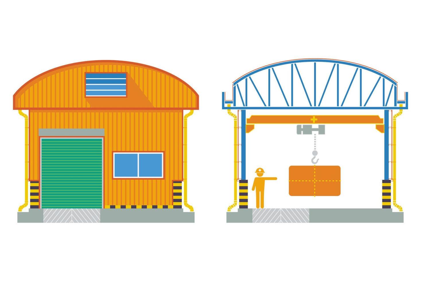 Warehouse building, cross section factory ,vector illustration vector