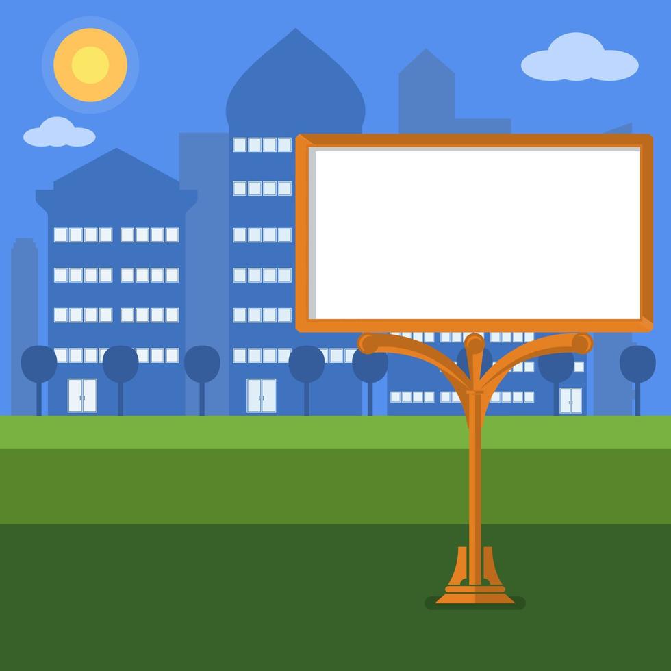 Blank billboard in the city, flat style vector illustration