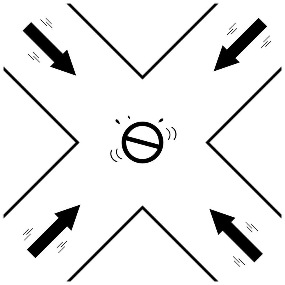 Silhouette arrow, direction for the four way, vector illustration