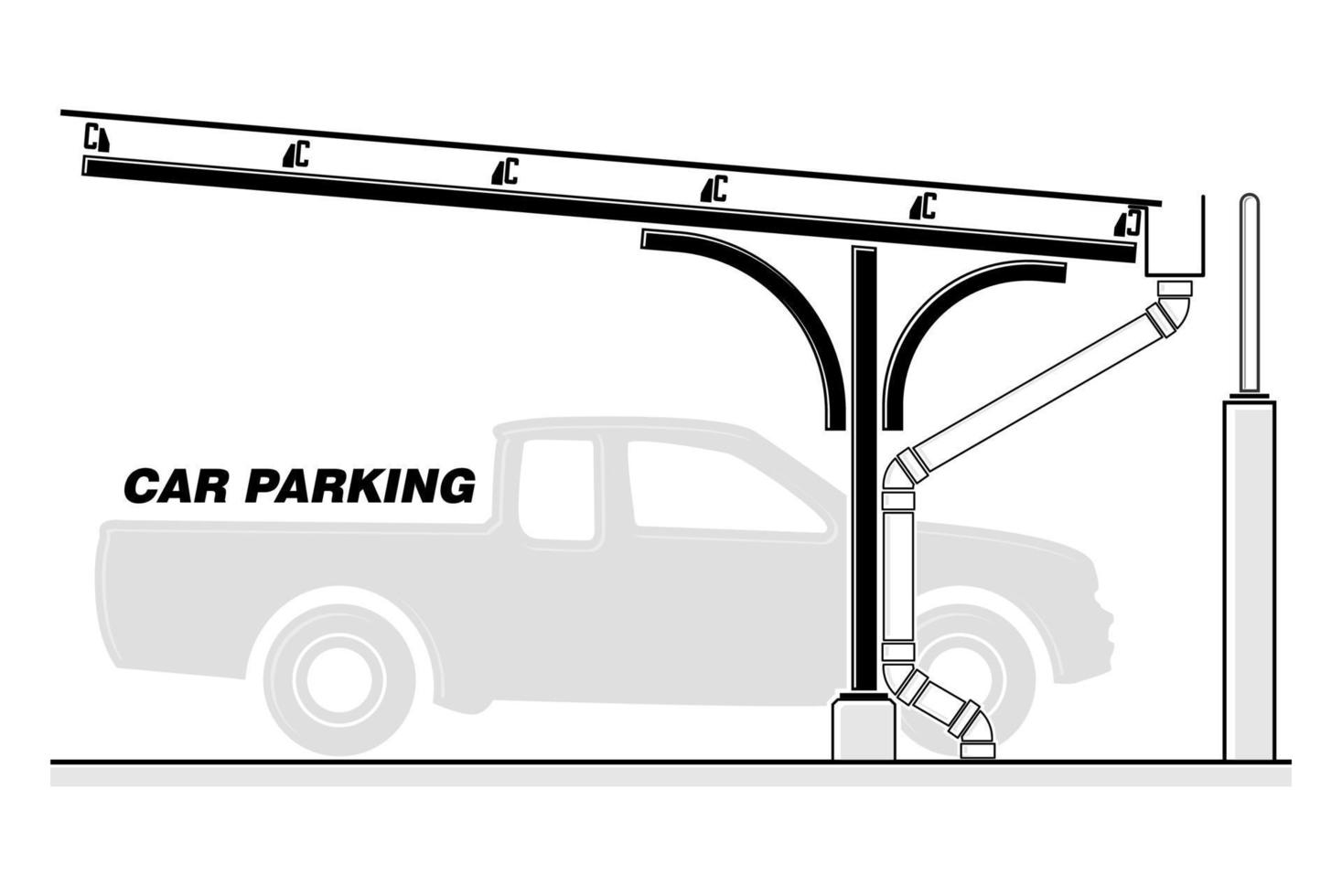 Side view of roof for car parking, vector illustration