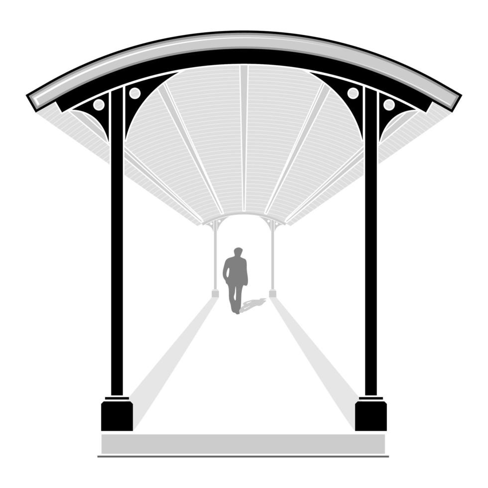 hombres caminando en una pasarela cubierta con líneas principales, ilustración vectorial vector