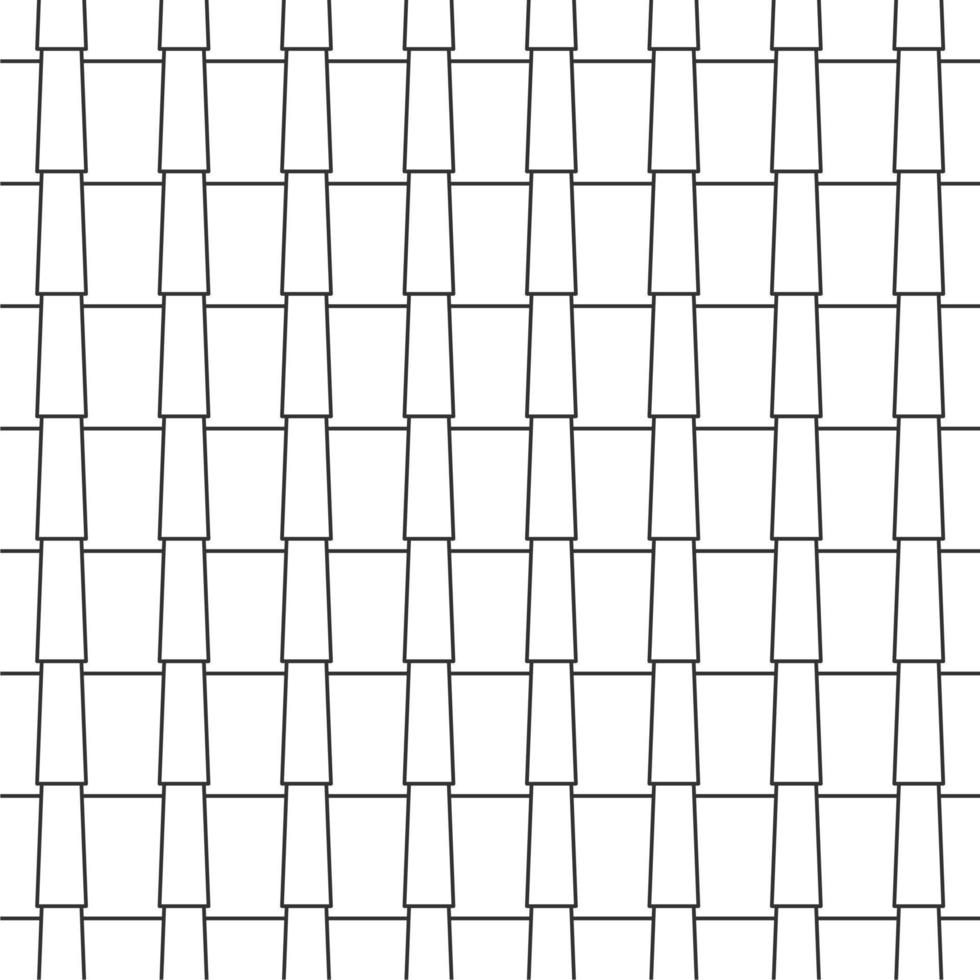 Abstract seamless geometric pattern, black and white outline tile roof. Linear style, vector illustration