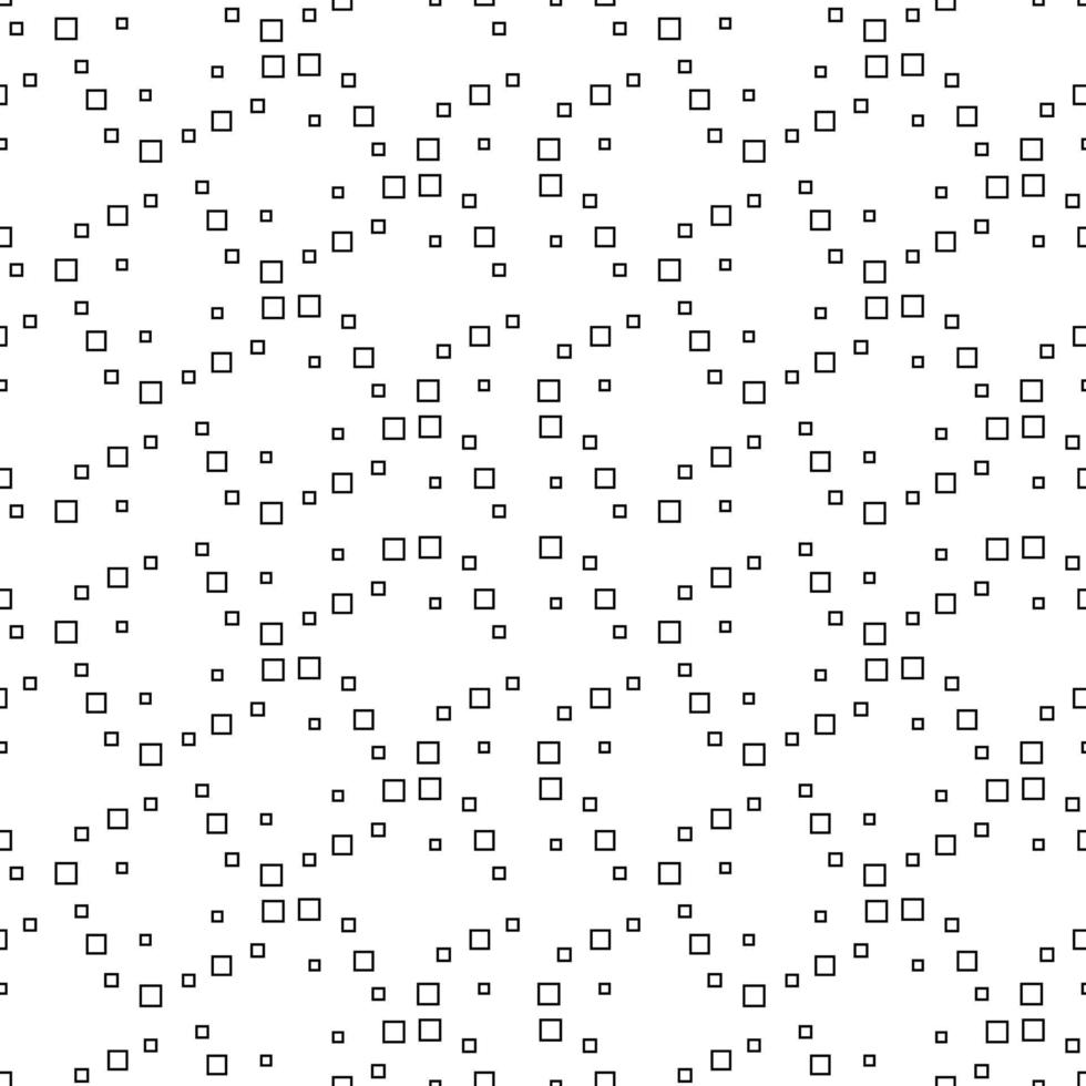 Abstract seamless pattern of black and white outline squares confetti. Modern stylish. Design geometric texture for print, vector illustration