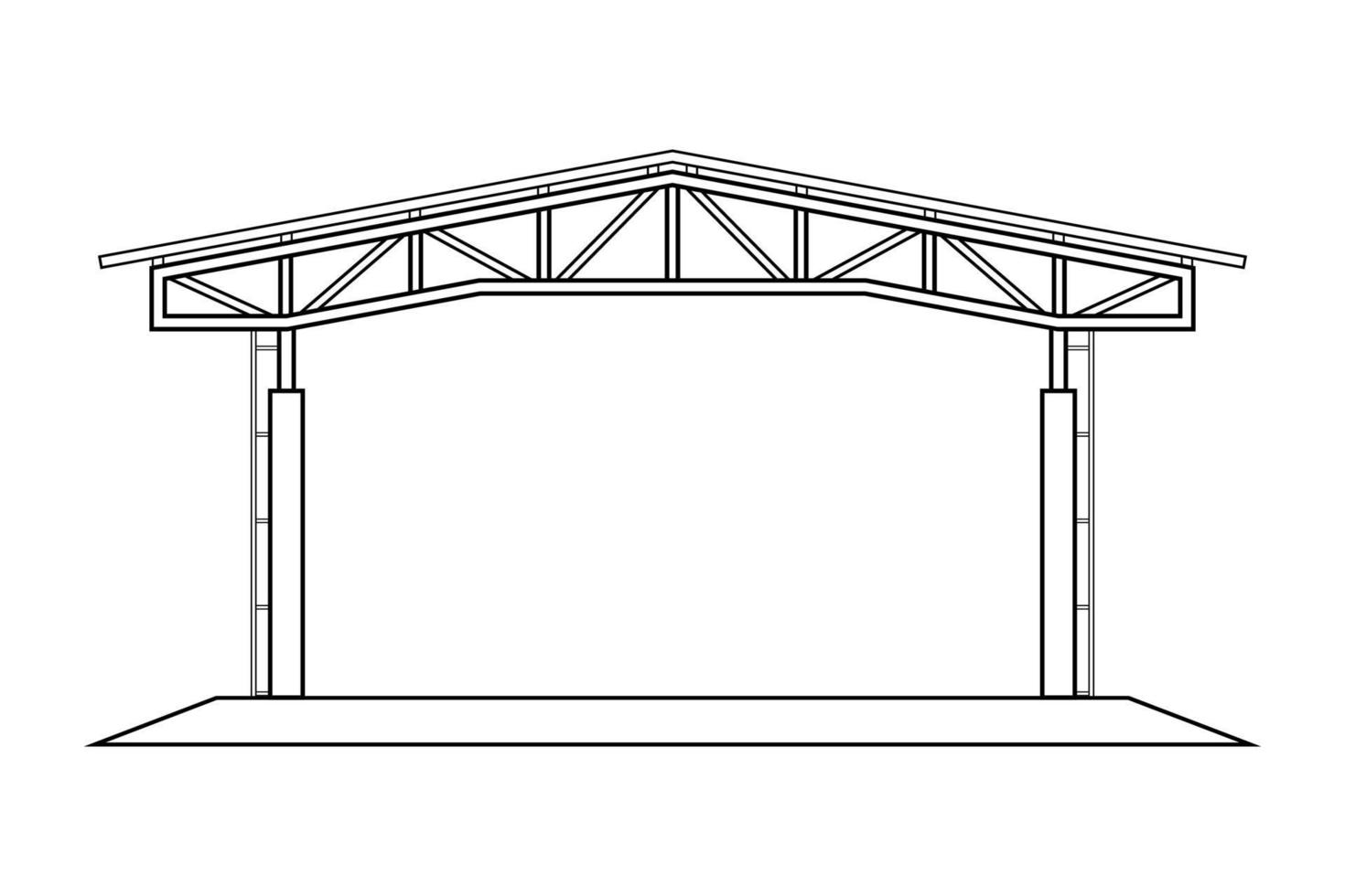 Abstract outline drawing, space frame structure of house asia style vector illustration