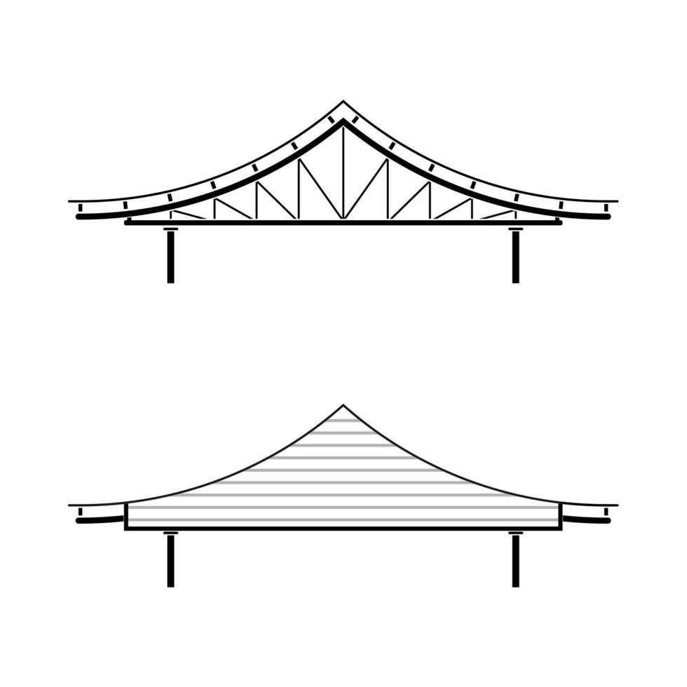 techo para entrada en estilo asiático aislado sobre fondo blanco, ilustración vectorial vector