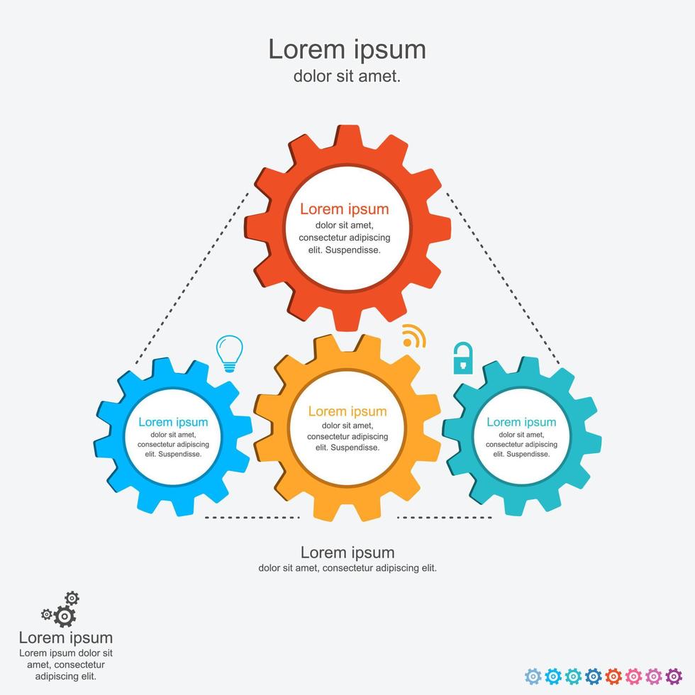 plantilla de infografía abstracta con engranajes, infografía de concepto de negocio, ilustración vectorial vector