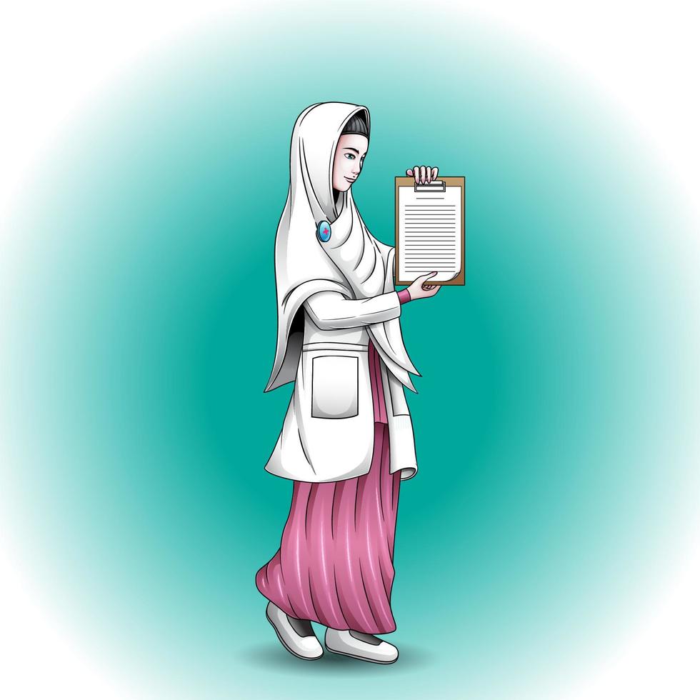 Muslim woman doctor illustration vector