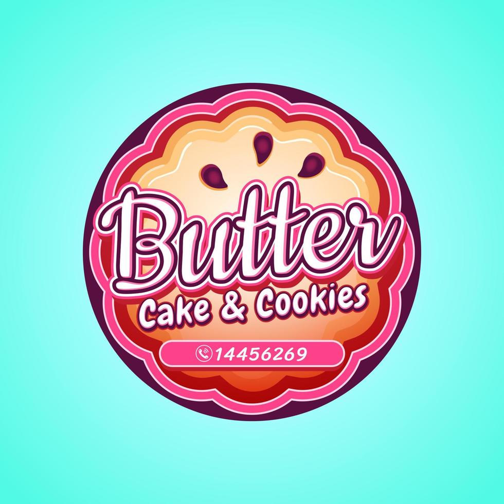 pastel de mantequilla y etiqueta de galletas vector