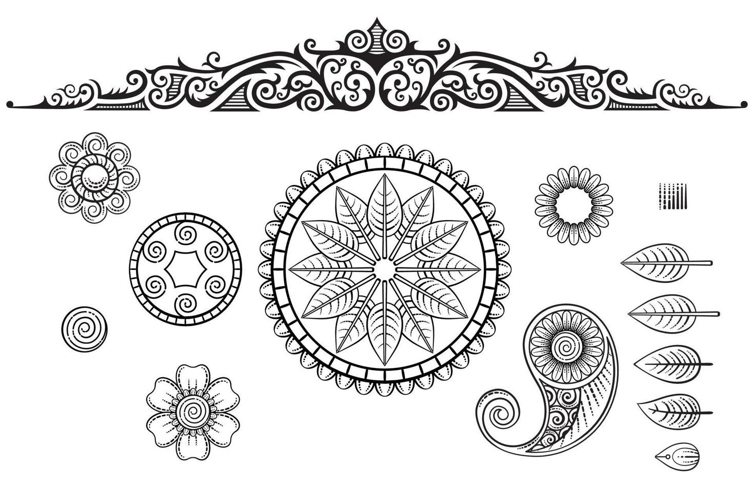 set doodle ornament vector