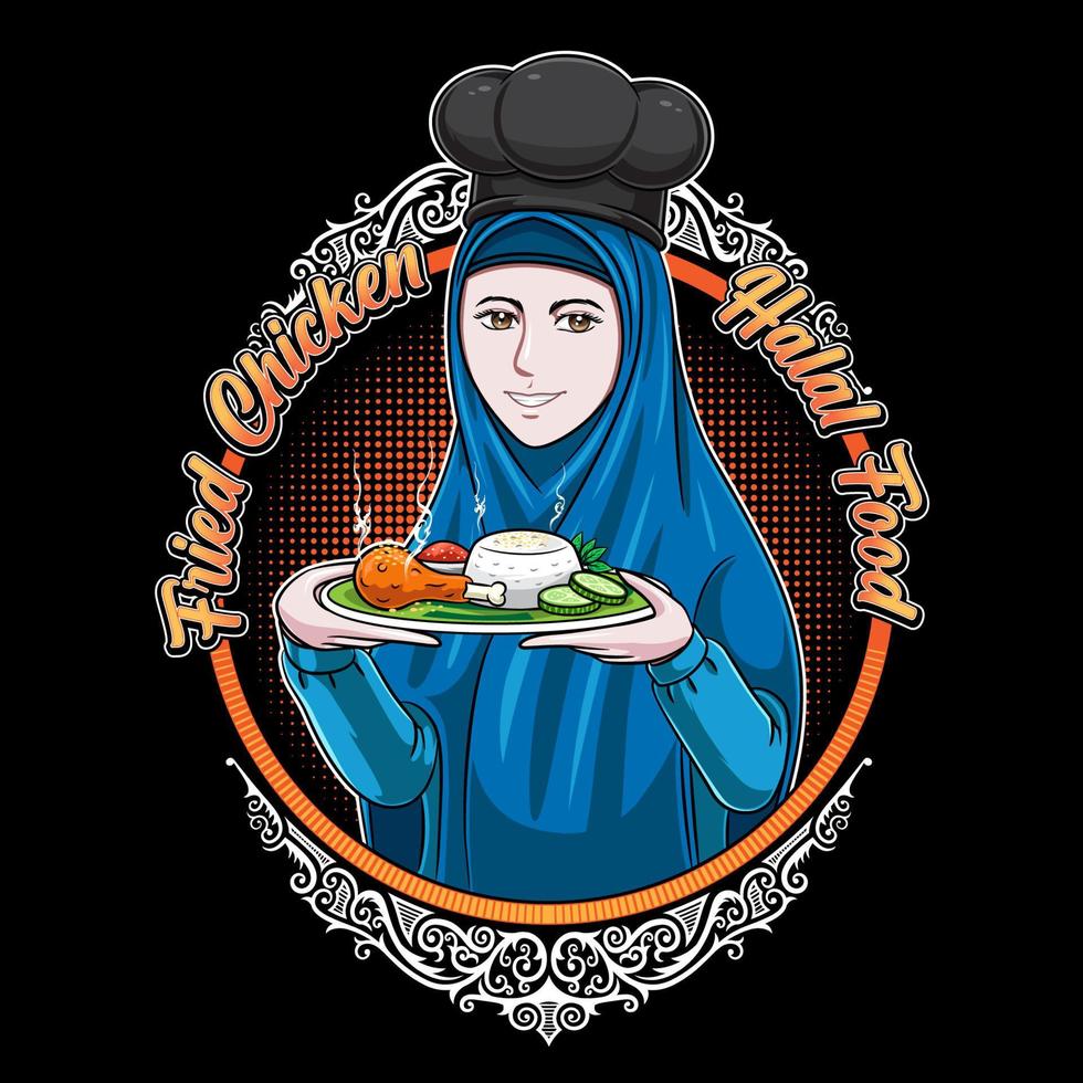 Muslim woman character for label vector