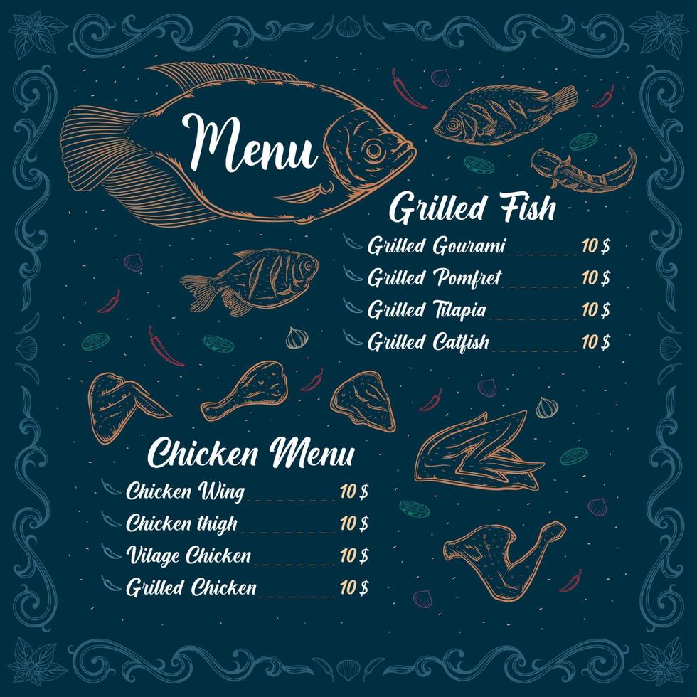 Menu Tempate for halal food vector