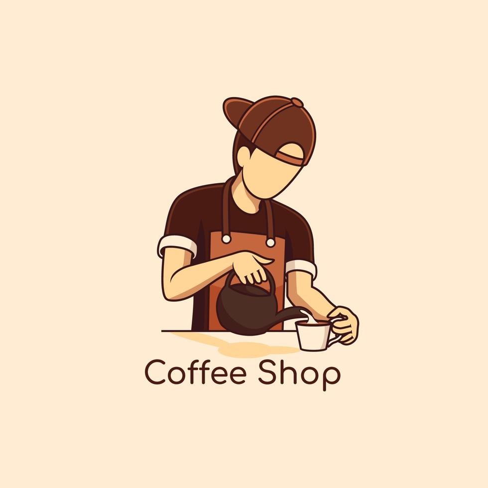 ilustración de barista para logotipo vector