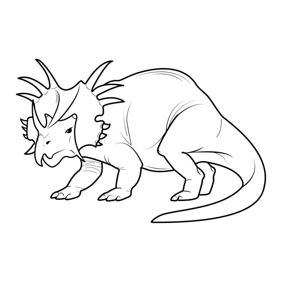 Styracosaurus sketch. Prehistoric animal of dinosaur for kids coloring book vector