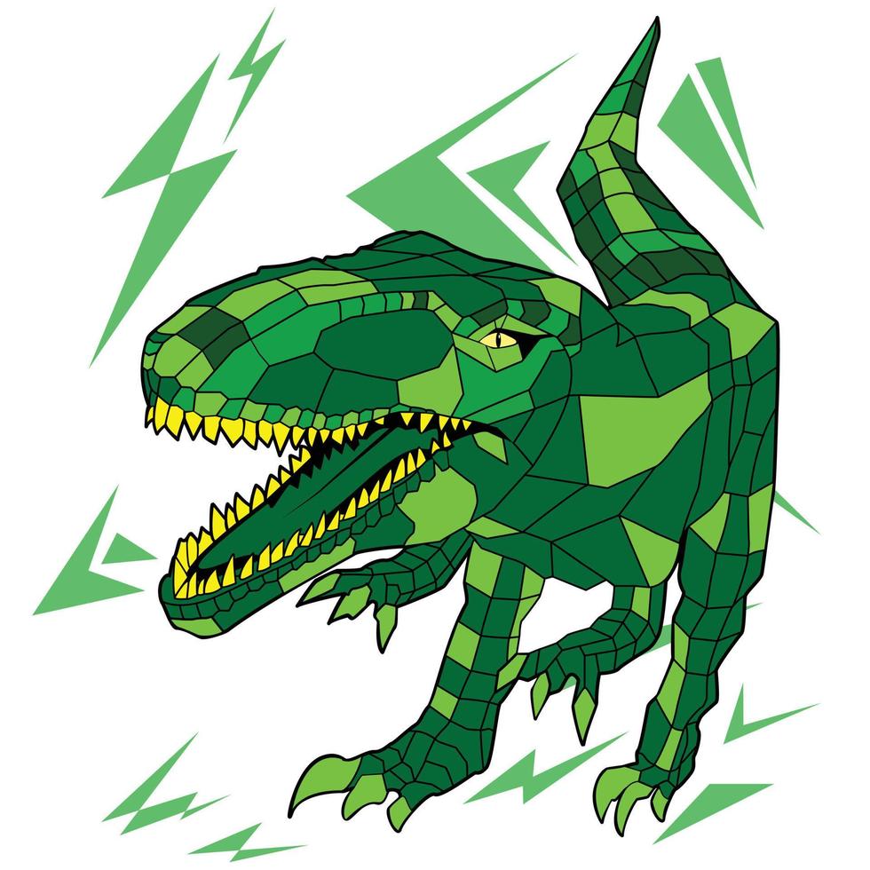 Robot geometric polygonal Tyrannosaurus. Mecha T Rex Dinosaur cartoon vector  design