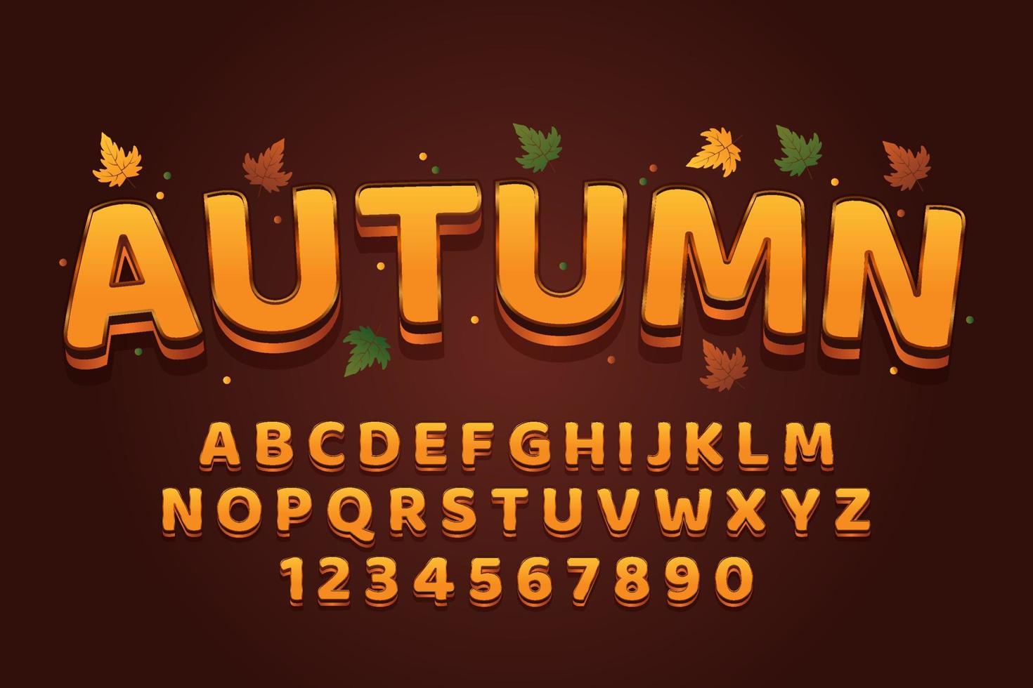 decorative autumn Font and Alphabet vector