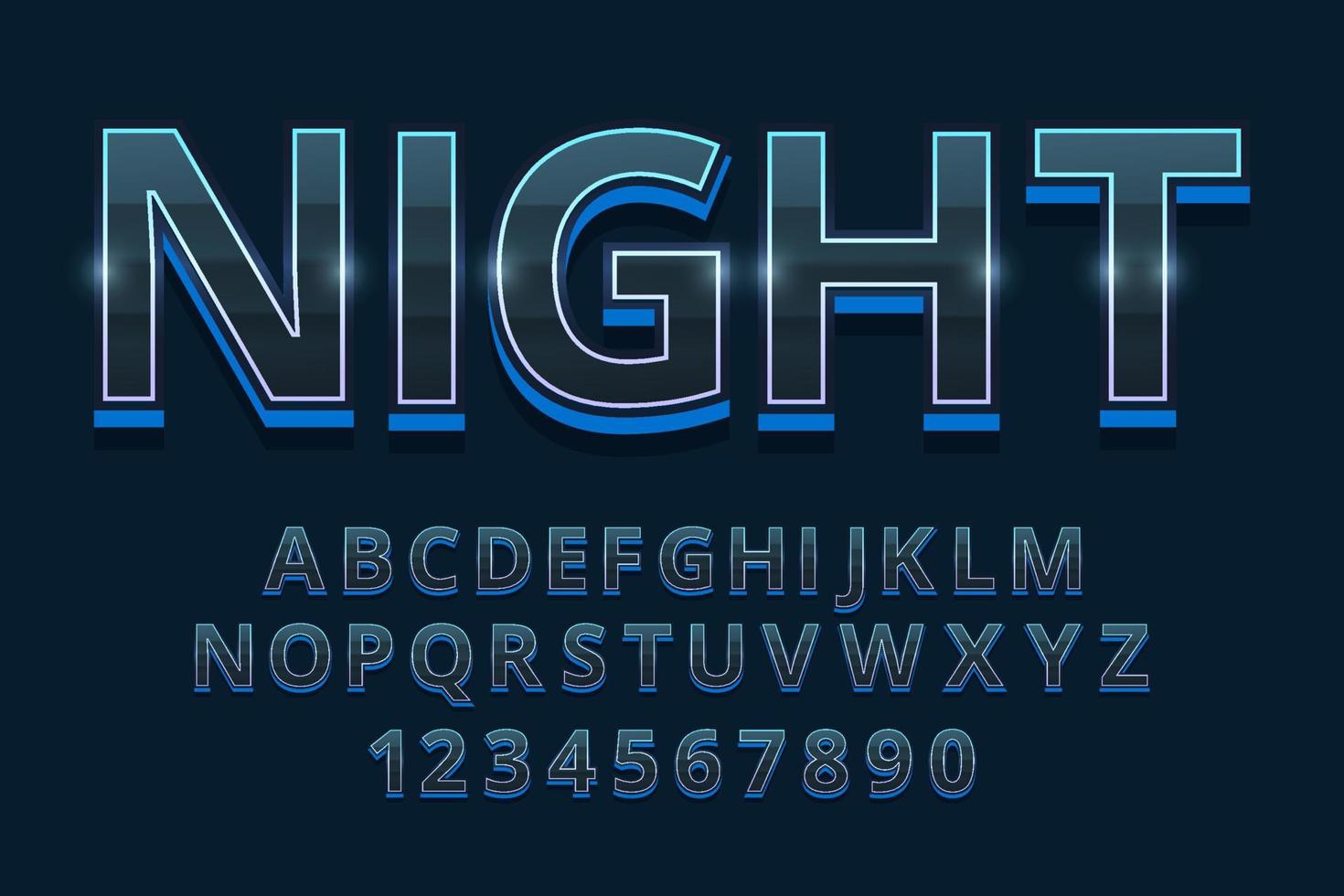 decorative night Font and Alphabet vector