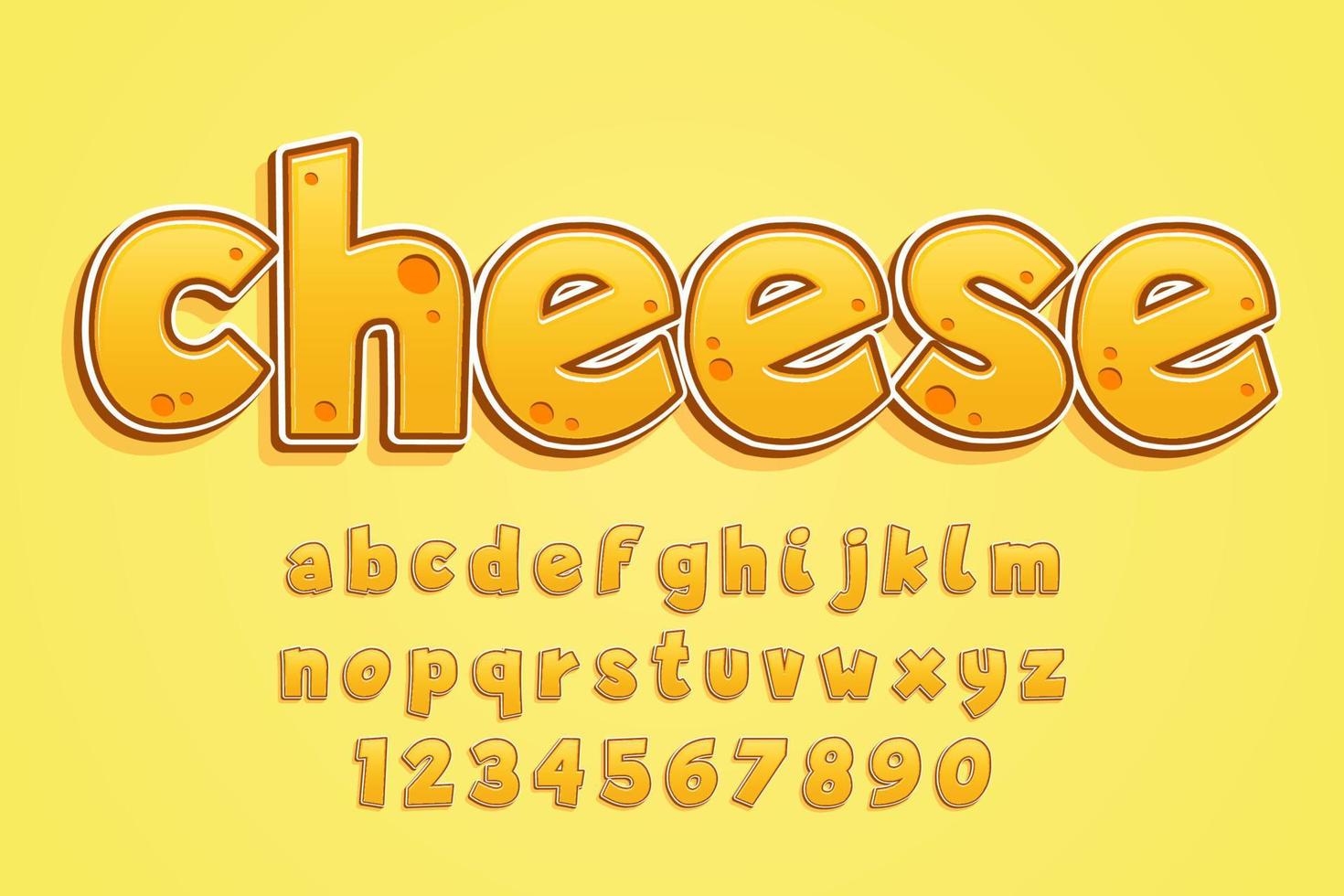 decorative cheese Font and Alphabet vector