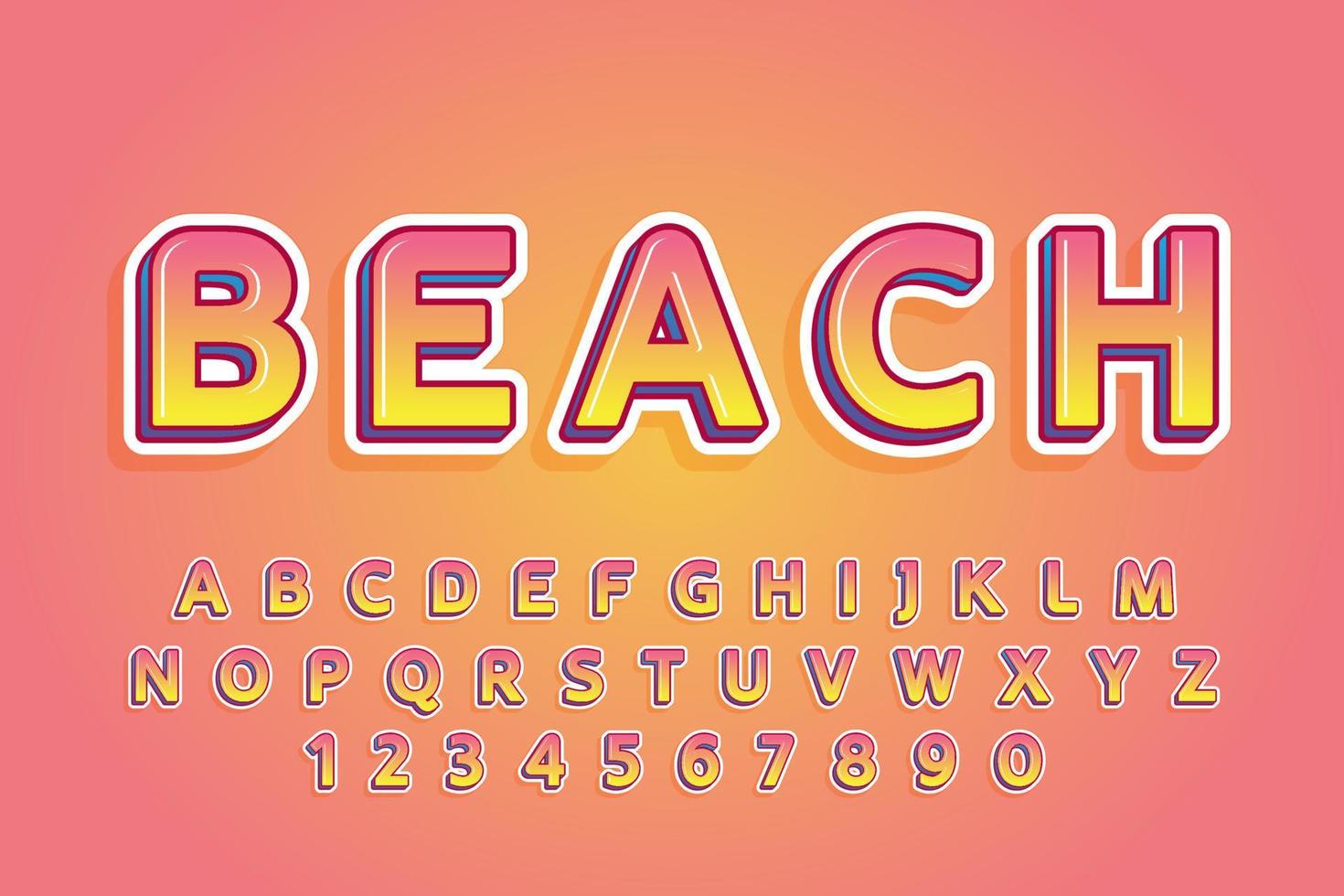 fuente de playa decorativa y vector de alfabeto