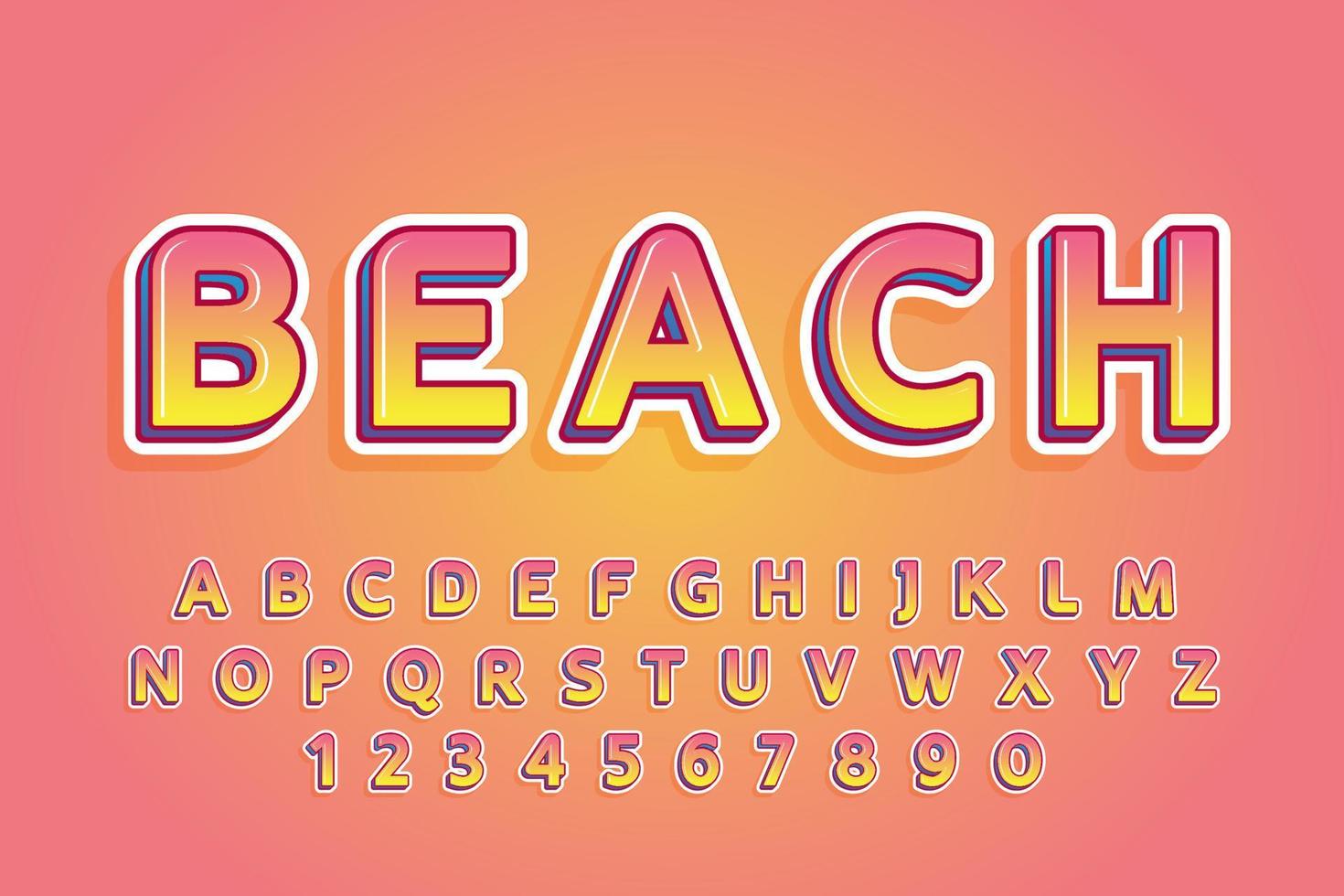 decorative beach Font and Alphabet vector