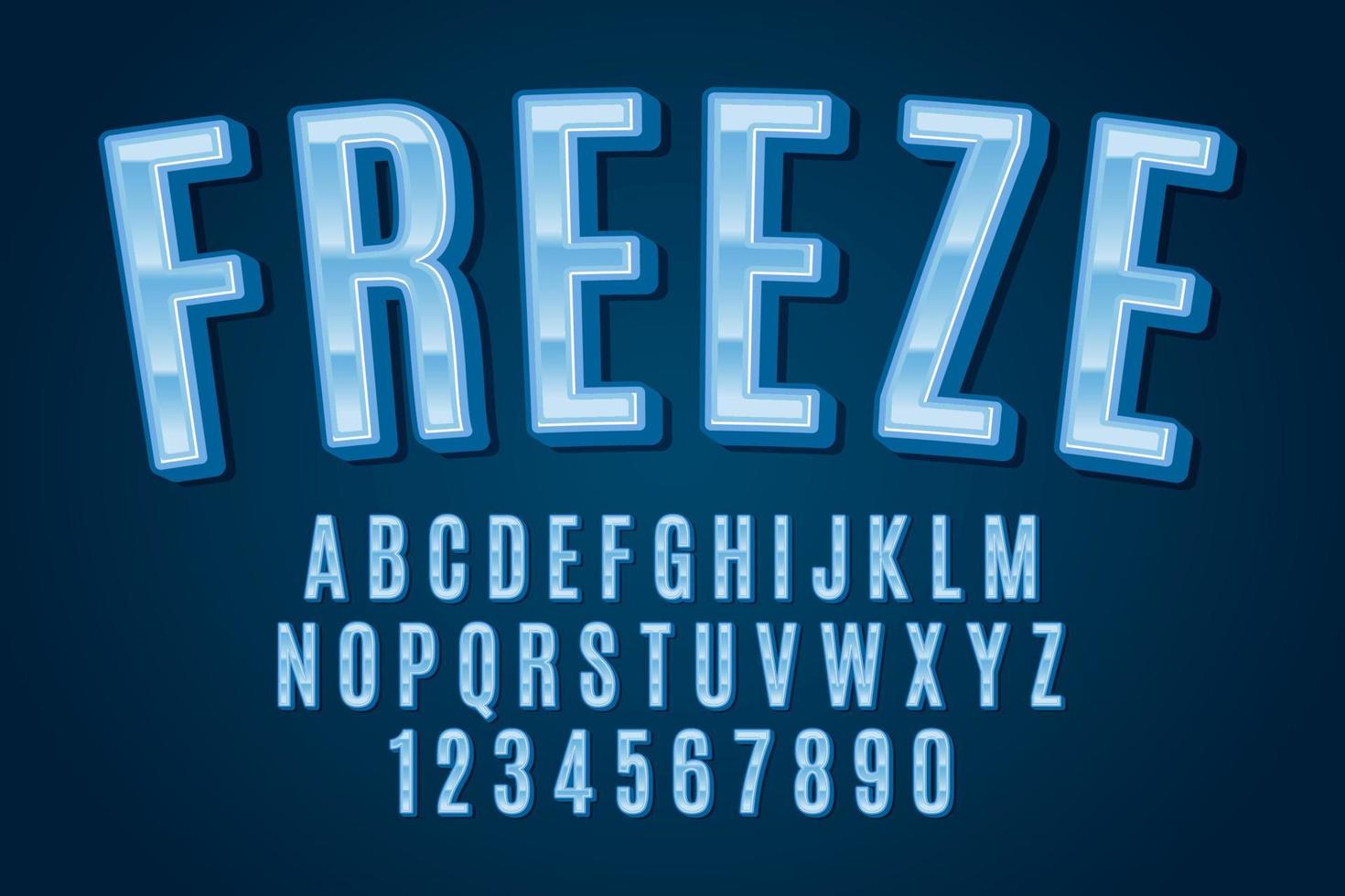 decorative freeze Font and Alphabet vector