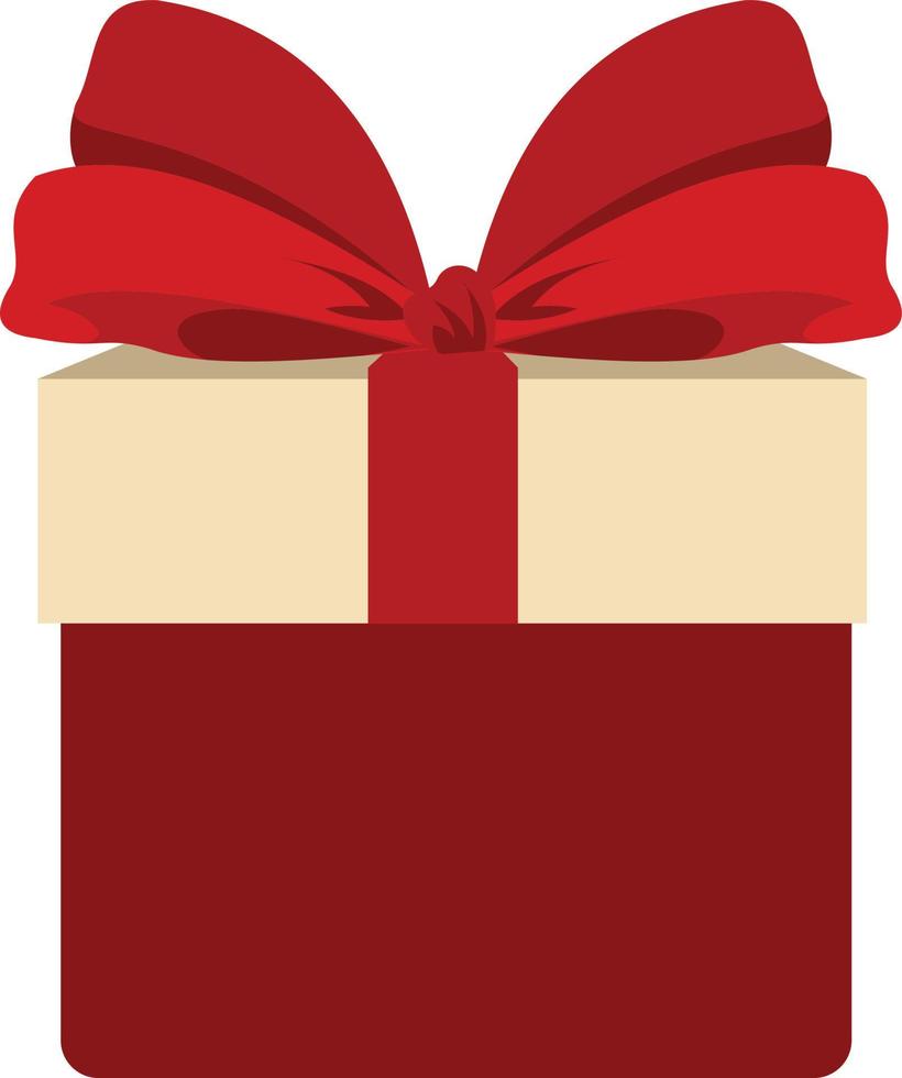 A dark red  gift box, decorated by blue ribbons in the form  of a bow vector