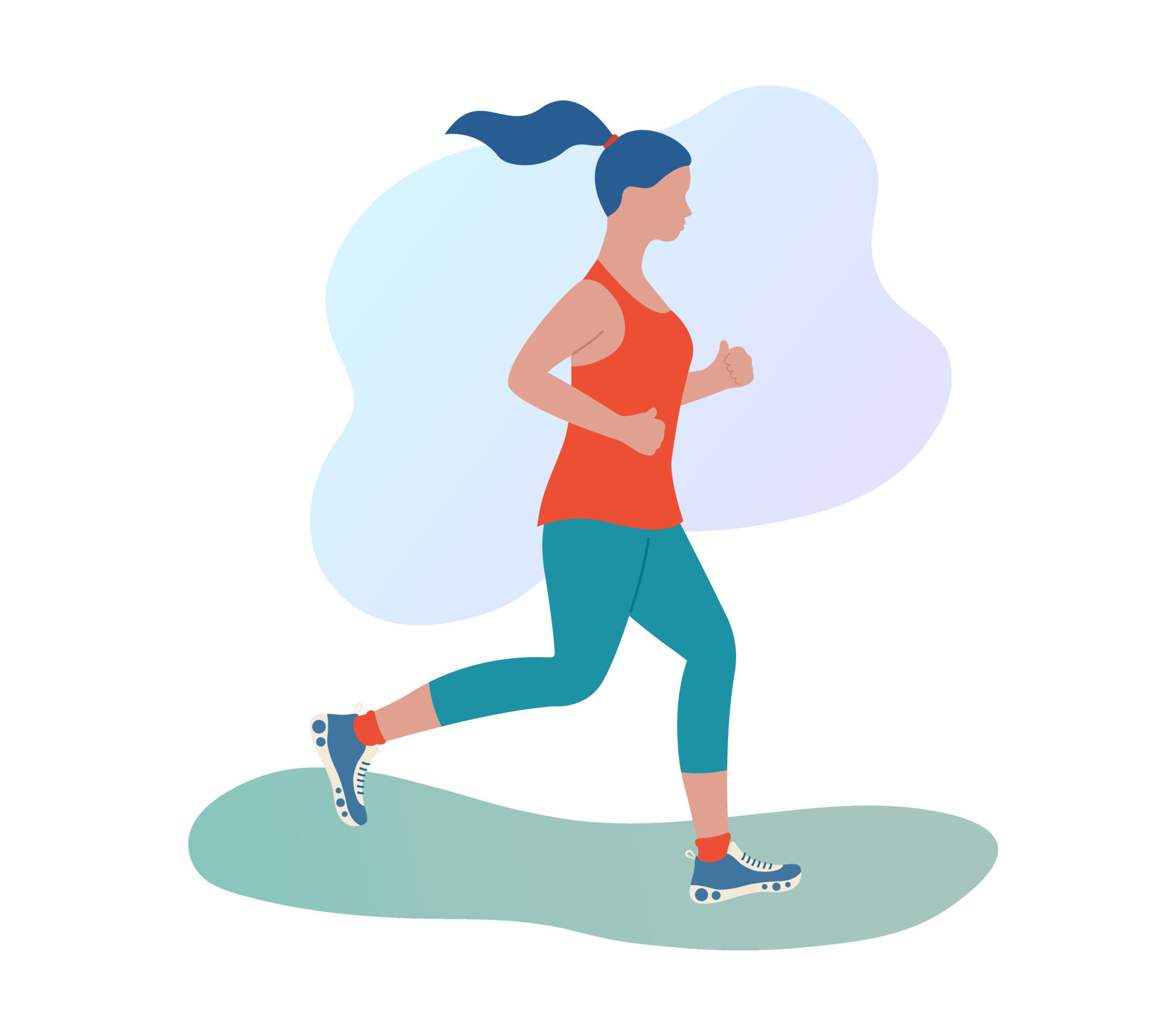Jogging woman outdoors. Girl running in sportswear. Morning jog in park.  Flat vector illustration. Healthy lifestyle and fitness concept 8384742  Vector Art at Vecteezy