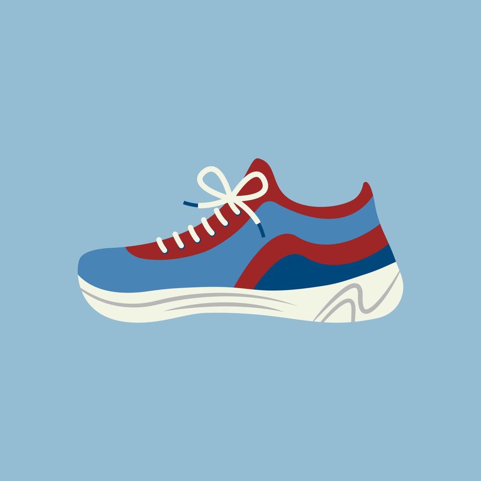 zapatilla aislada. colorido calzado deportivo con cordones. calzado para fitness y actividad diaria. ilustración de vector de objeto plano