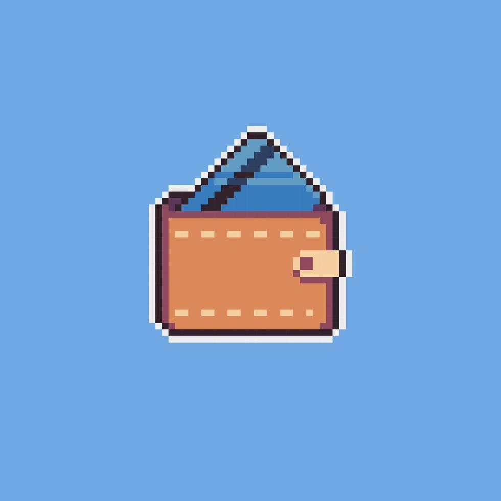Fully editable pixel art vector illustration wallet for game development, graphic design, poster and art.