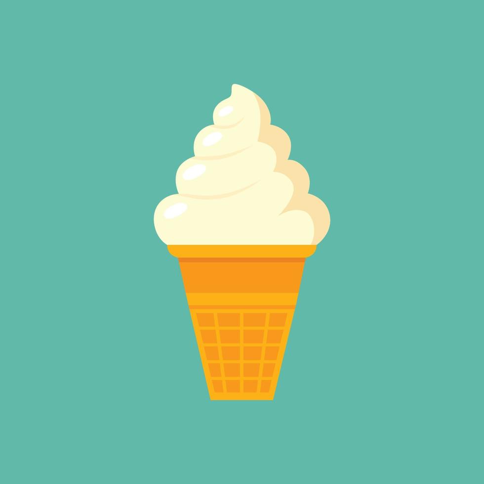 ice cream balls in the waffle cone isolated on pink background. Vector flat outline icon. Comic character in cartoon style illustration for t shirt design