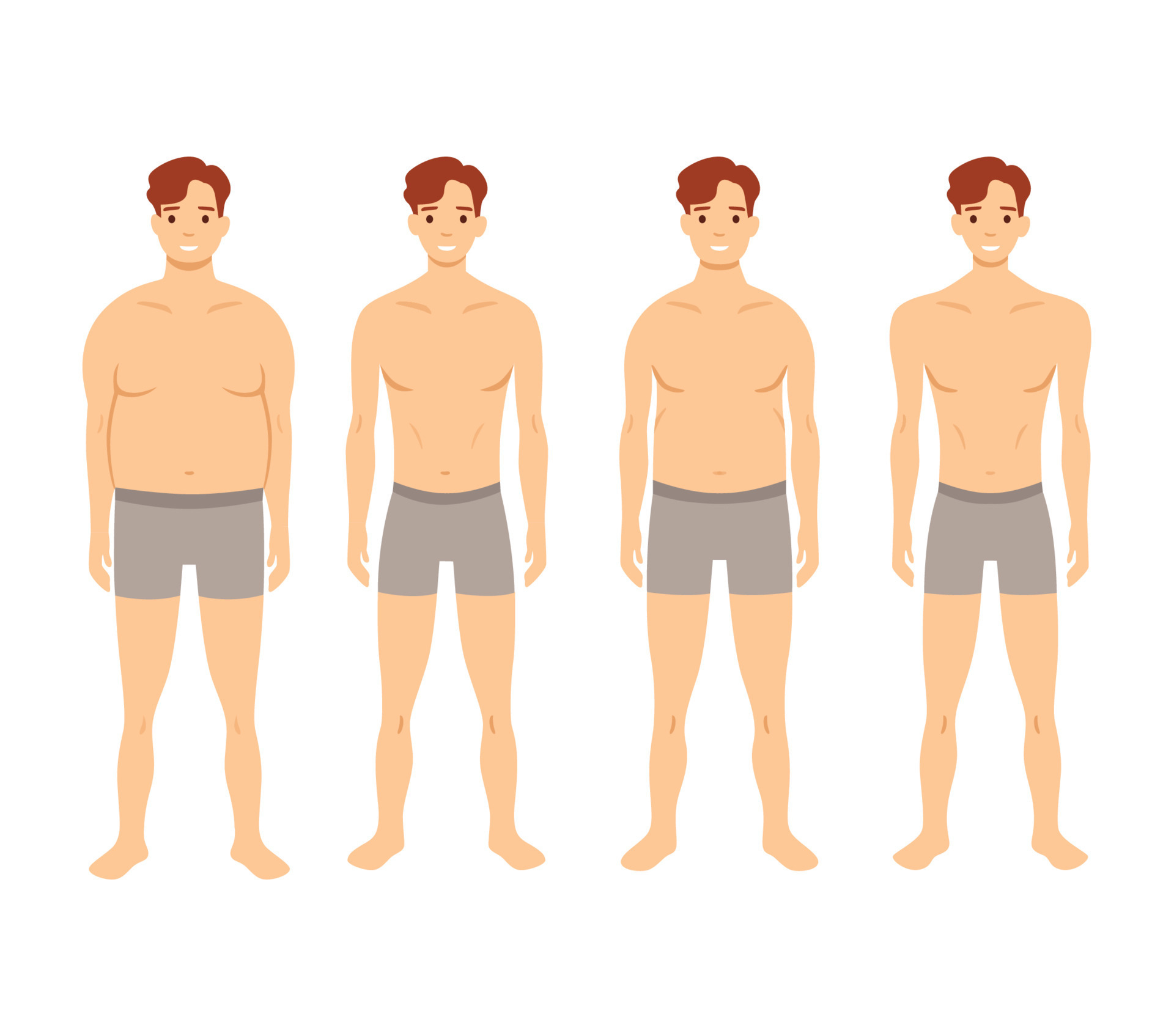 Human body shapes. Male figures types set. Vector illustration 8384940  Vector Art at Vecteezy