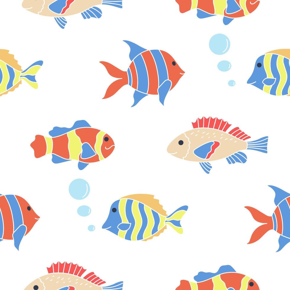 Color fish seamless pattern vector