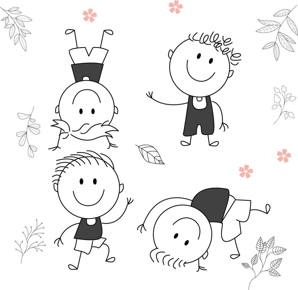 Traditional vector illustration of a child with a big smile