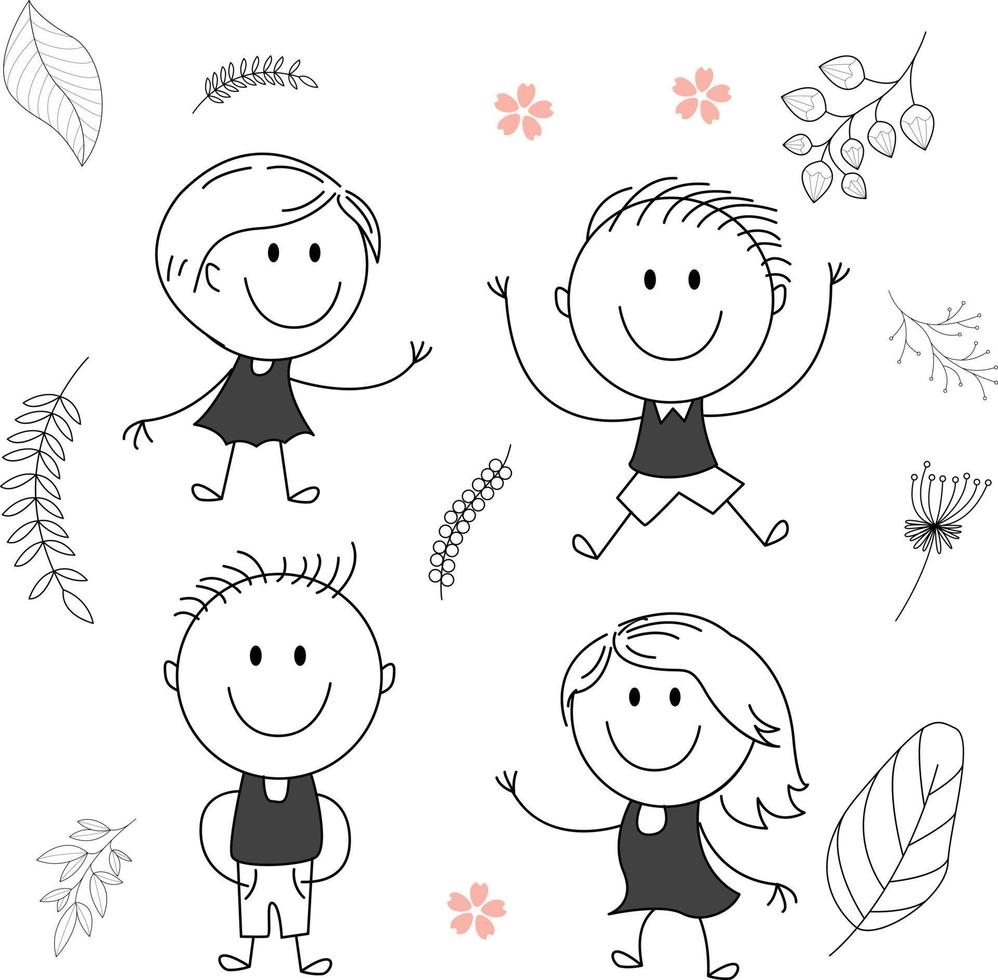 Traditional vector illustration of a child with a big smile