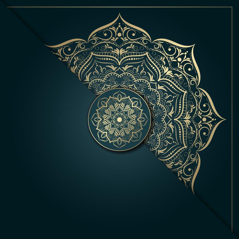 mandala design with gold and green vintage color, flower mandala background vector