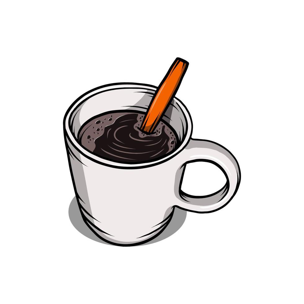 ilustración de vector de taza de café. icono de café. logotipo de la taza de café. estilo dibujado a mano