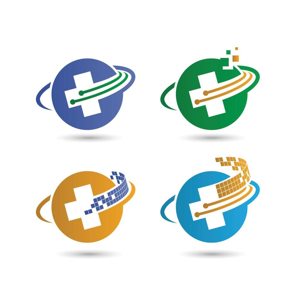 Medical technology logos. Healthcare symbol. Medical creative logo design. Medical icons. Medical vector illustrations