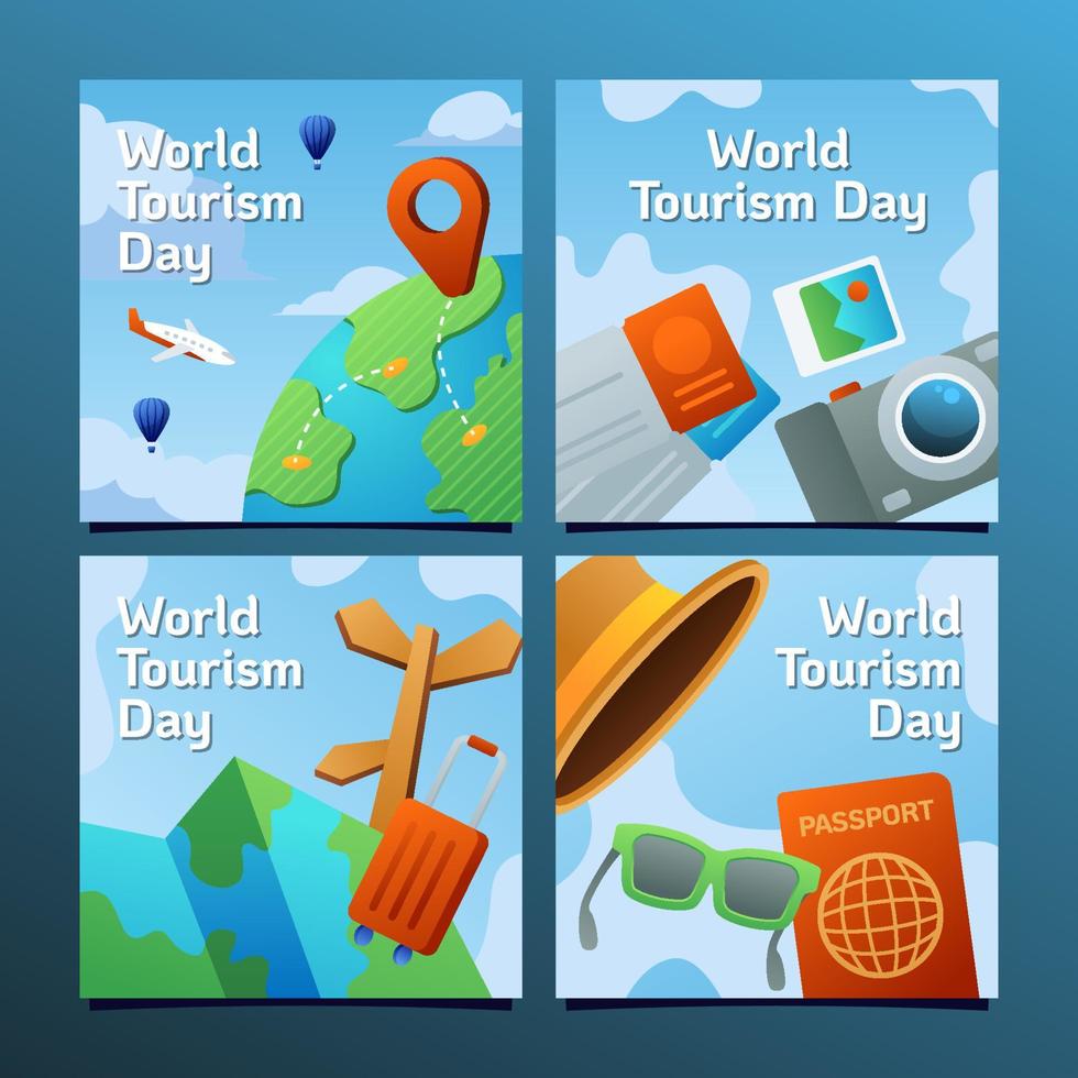World Tourism Day Social Media Posts vector