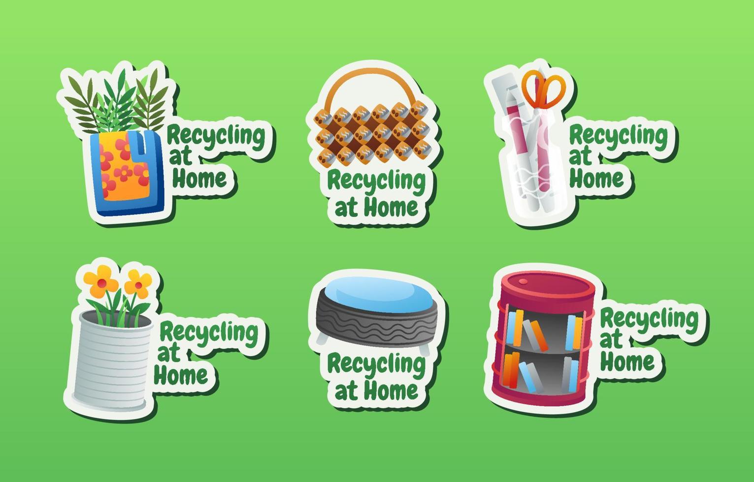 Recycling at Home Stickers Set vector